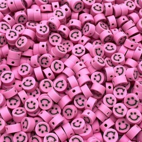 30pcs/Lot 10mm Clay Spacer Beads Oval Shape Smile-Face Beads Polymer Clay Beads For Jewelry Making DIY Bracelet Accessories #06