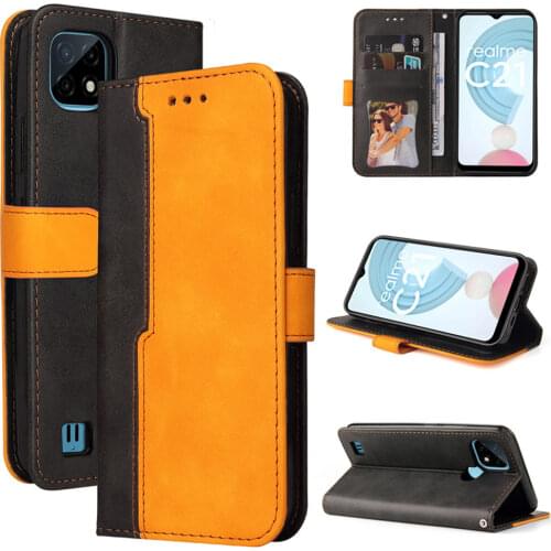 Realme C21 2021 Luxury Leather Wallet Case for OPPO Realme C21 C 21 Flip Case Retro Card Slot Smooth Book Cover Realme C21 Funda