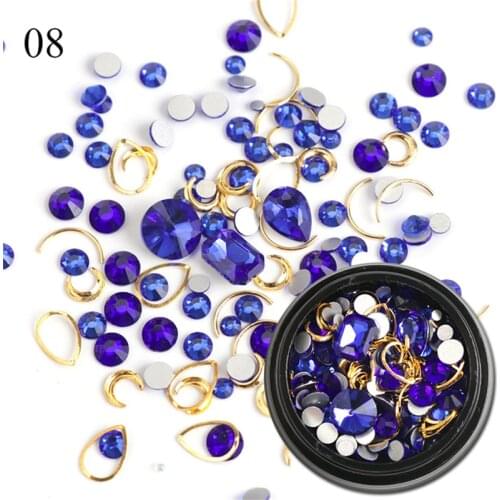 Mix 3D Nail Art Decorations Golden Gem Stones Metal Frames Irregular Crystal Diamonds DIY Manicure Uv Gel Polish