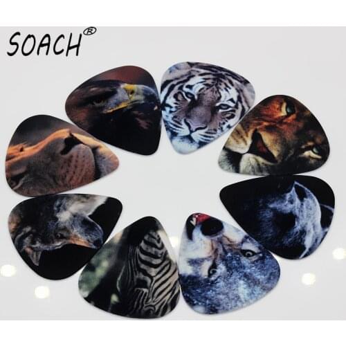 SOACH 10pcs 0.71mm guitar accessries high quality two side earrings pick DIY design animal pick guitar picks Guitar Accessories
