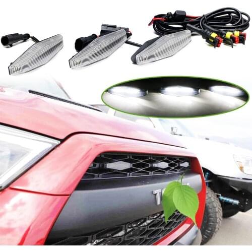 Emitting White or Yellow Light Front Bumper Grille LED Light 3 Pcs Compatible with -Toyota 4Runner 2014 2015 2016 2017 2018 2019