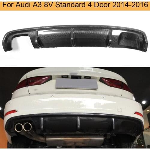 Carbon Fiber Car Rear Bumper Lip Diffuser for Audi A3 8V Standard Sedan 4 Door 14-16 Non Sline Two Style Rear Diffuser Lip