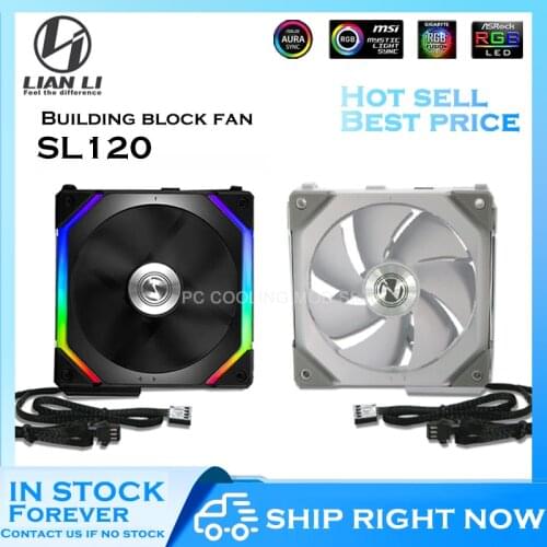 LIANLI UNI FAN SL120, PC Case Modular RGB Fan Kit, 12cm 120mm Cable Free Software Smart PWM Control M/B 5V ARGB Black/White