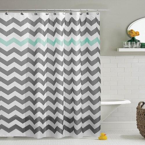 Wavy Lines Bath Waterproof Printed Fabric Bathroom Shower Curtain in the Bathroom for Modern Accessory Bathroom Decor Products