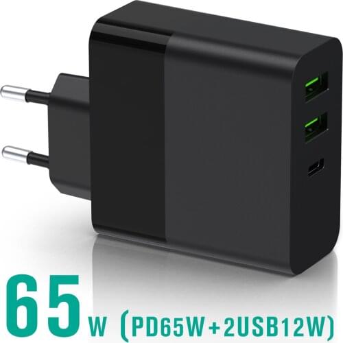 65W PD USB Charger Fast Charger USB Type C Charger Quick Charge 3.0 for MacBook Pro Laptop Tablet Charger for mobile phones