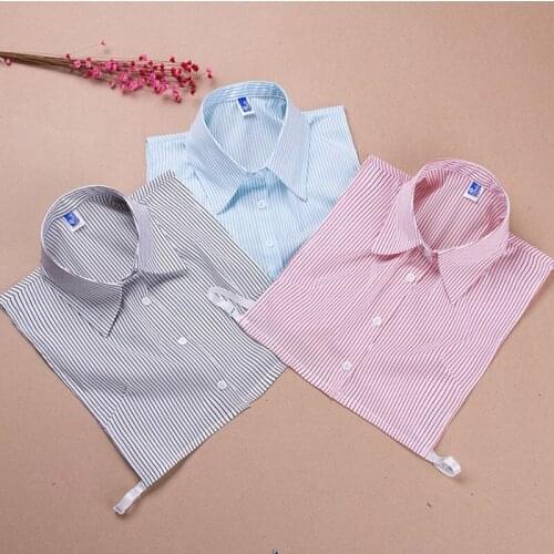 Blouse Crystal decorative lady Geometric red false turn down detachable peter pan striped collier femme cotton shirt fake collar