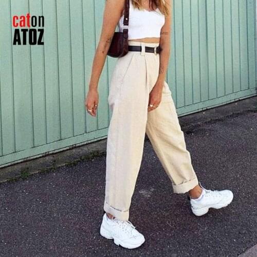 CatonATOZ 2249 Women Autumn Winter Cargo Pants High Waist Harem Loose Plus Size Trousers Ladie Casual Jeans Calca Jeans Feminina