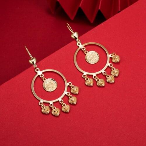 Dubai Gold Color Earrings 24K For Women Wedding Jewelry Womens Earrings For Girls Bridal Wife Gifts African Dubai French