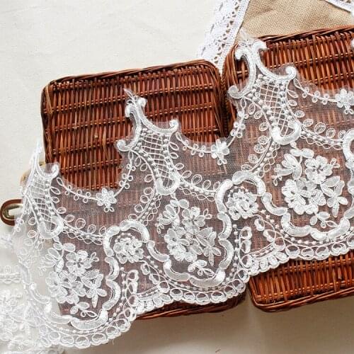 1Yard 26cm Lace Trim Accessories Bridal Wedding Gown Handmade DIY Embroidery Material Garment Skirt Decorative Fabric