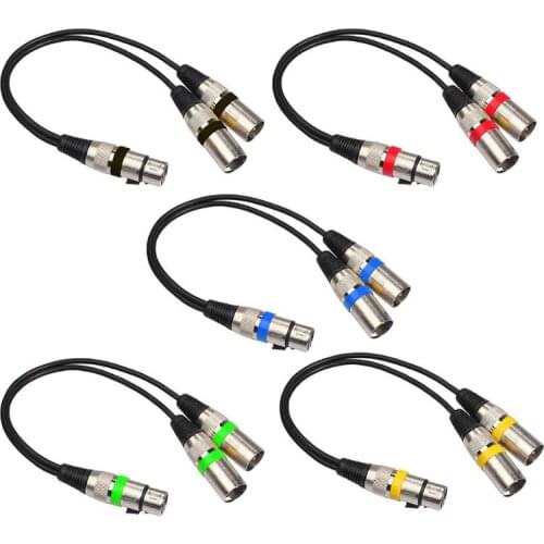 3Pin XLR Female Jack to Dual 2 Male Plug Y Splitter 30cm Adapter Cable Wire