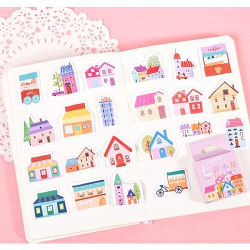 45 Pcs Creative Mini House Kawaii Paper Sticker for Scrapbooking Junk Journal Project Decoration