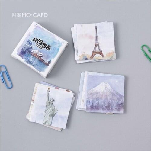 45pcs/pack Travelling around the world city scenery building sticker DIY Decoration planner diary album phone scrapbook stickers