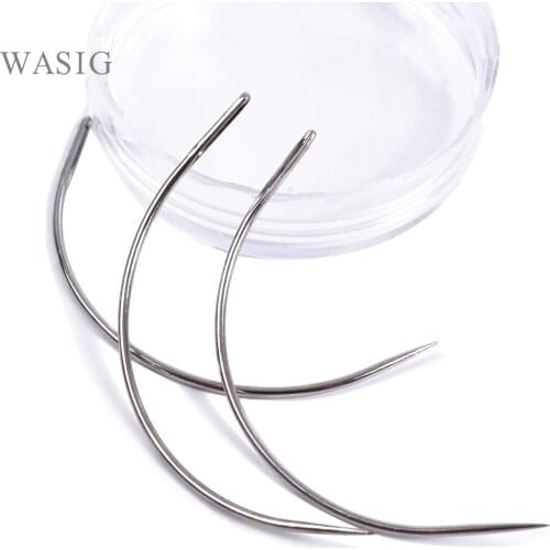 50pcs 9CM C Shape Curved Needles Threader Sewing/Weaving Needles for Human Hair Extension Weft Weaving