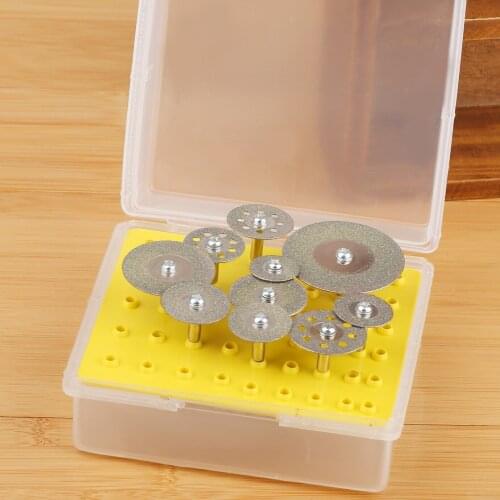 10Pcs Diamond Saw Blades Wheel Cut Off Discs Set 1/8"(3mm) Shank for Hanging Mill Electric Grinder Woodworking Power Rotary Tool