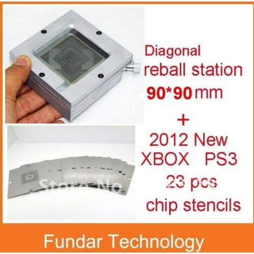 Free shipping 90mm Diagonal Reball Station with 23pcs 90x90mm XBOX PS3 stencils BGA reballing tools kit