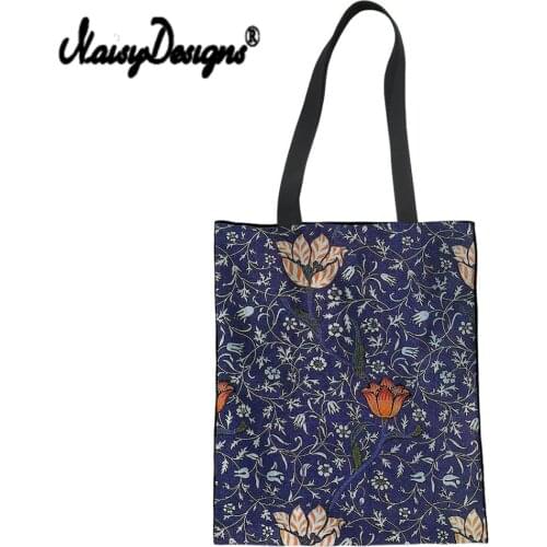 NOISYDESIGNS William Morris pimpernel fabric Canvas Bag for ins Girls Shopping Handbags Summer Portable Bag Women Bags Designer