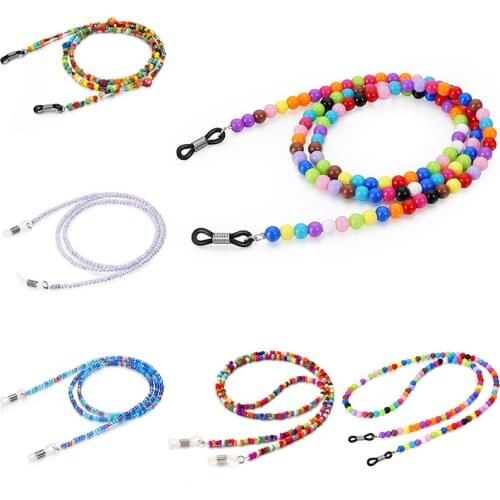 Bohemian Colored Mask Strap Beaded Glasses Chains Women Face Mask Lanyard Anti Slip Womens Neck Chain For Eyeglass Sunglasses