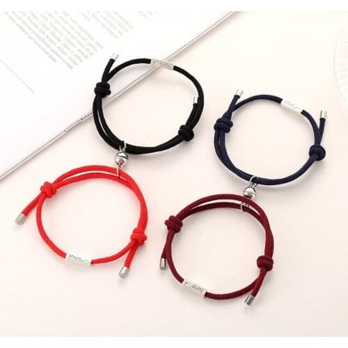 2021 Hot Magnet Bracelet Couple Handmade Adjustable Rope Matching Braslet Infinite Love Pair Braclet Lucky Red Brazalete Gift