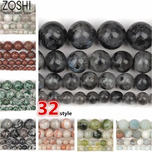 Natural Spectrolite gem Stone beads Round smooth Labradorite Aventurine Zebra jade Picasso Jasper Loose Beads for Jewelry Making