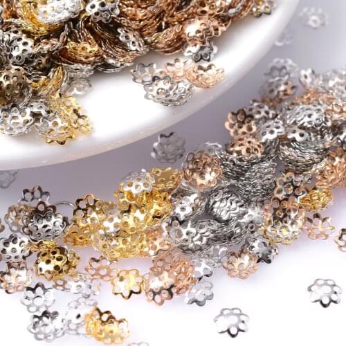 500Pcs/Lot 6mm Zinc Alloy Flower Shape Beads Charm Small Torus Loose Spacer Beads For Jewelry Making Bracelet Earring Findings