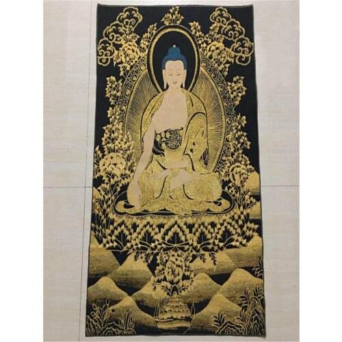 Shakyamuni black gold Tang family black Tangka living room porch decorative painting new Chinese Tibet