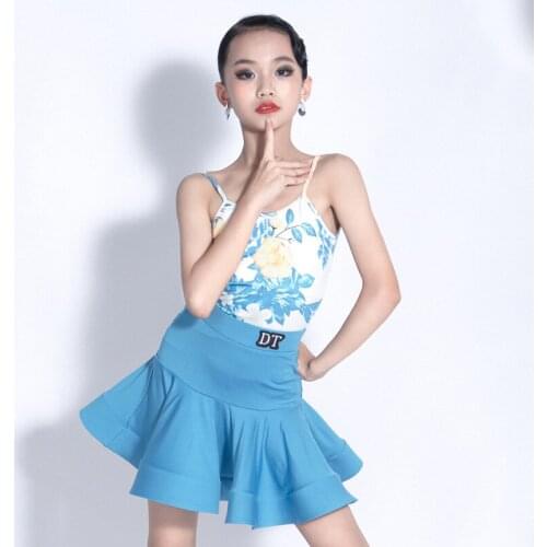Floral Latin Dance Blouse Girls Designer Clothes Samba Costume Latin Practice Skirt Salsa Dancewear Tango Dancing Outfit JL3204