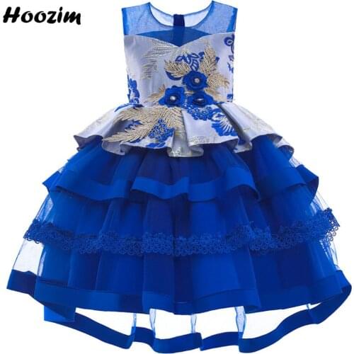 Luxury Embroidery Floral Prom And Wedding Party Dress Girls 4 To 10 Years Formal Rhinestone Pageant And Evening Dresses Children