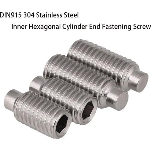 DIN915 304 Stainless Steel Inner Hexagonal Cylinder End Fastening Screw Convex End Fastening Headless Screw M3-M10 50PCS