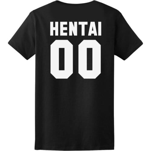 HENTAI 00 Back Letters Print Women Tshirts Cotton Casual t Shirt For Lady Top Tee Hipster Tumblr Black H-21