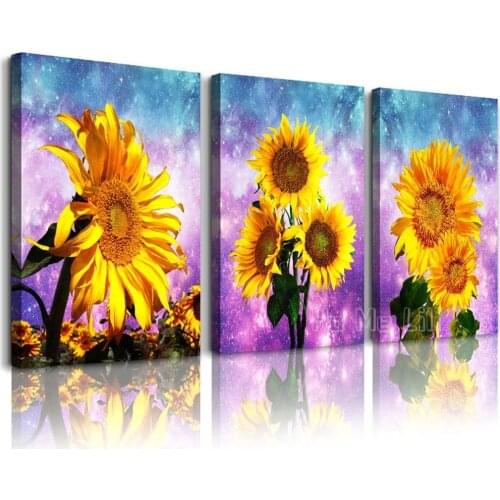 Yellow Sunflower Flower Framed Wall Art Paintings For Living Room Canvas Print Wall Bedroom Decoration