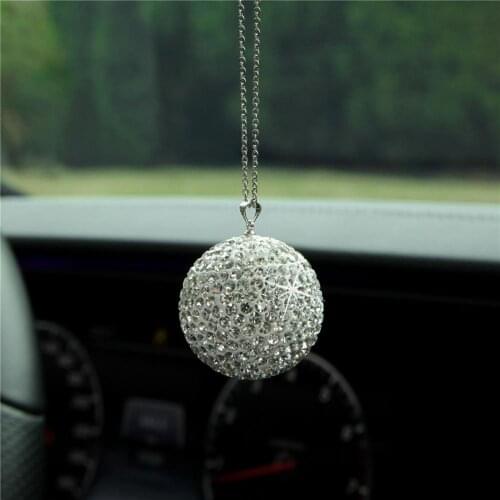 Creative Crystal Ball Pretty Rear View Mirror Charm Car Pendant for Auto Decoration Home Pendant