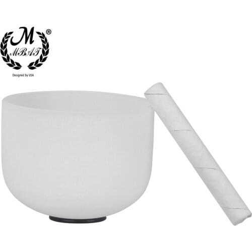 M MBAT 8 Inch Crystal Singing Bowl Note B White Frosted Quartz Meditation Yoga Sound Healing Perfect Singing Bowl Rubber Stick