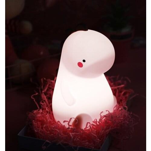 Cute Silicone LED Night Light Dinosaur Lamp USB Rechargeable LED Touch Sensor Bedroom Beside Lamp Holiday Gift for Girl Lady Kid