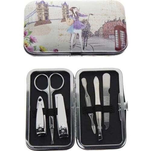 6Pcs/Set French Type Soft Case Professional Travel Home Manicure Pedicure Set Nail Care Kit Tool For Women Girl Child Kid Gift