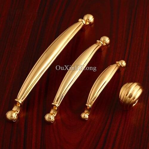 New 2PCS Zinc Alloy European Furniture Handles Gold Drawer Pulls Cupboard Wardrobe Kitchen Shoe TV Cabinet Pulls Handles & Knobs