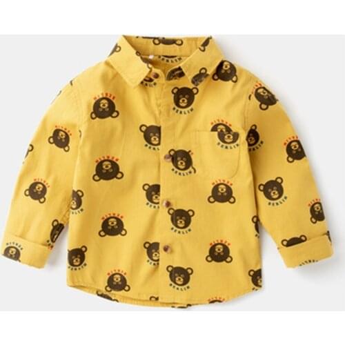 2 3 4 5 6 7 8 Years Shirt For Boy Fashion Cartoon Print Long Sleeves Shirts Casual Kids Clothing Boys Shirt 2019 New Arrival