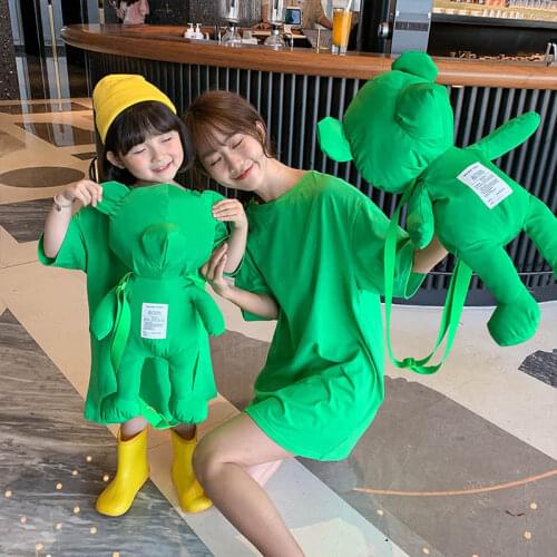 Parent-child dress mother and daughter skirt summer 2021 new family of three short-sleeved T-shirt parent-child dress tide