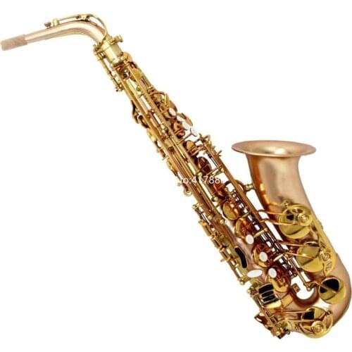 Popular Alto Saxophone Eb Tune Gold lacquer Brass Keys ribbed construction High F With Case Free Shipping