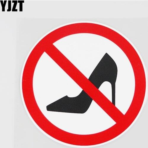 YJZT 12.7CMX12.9CM High Heels Are Not Allowed Here PVC Decal Car Sticker Label 11B-0084