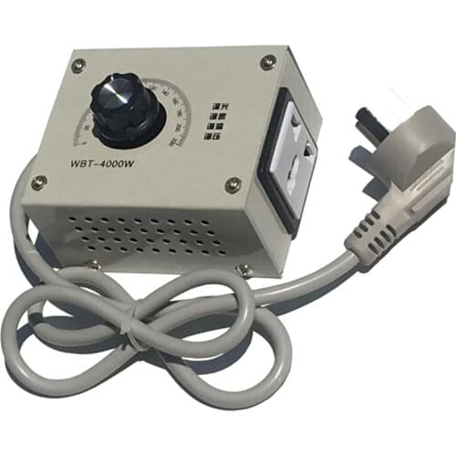 Knob Motor Speed Controller 220V SCR Voltage Regulator 4KW Stepless Variable Speed Controller Switch Thermostat with Socket