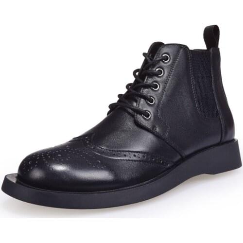 Bullock Riding Boots Genuine LeatherBusiness chelsea boots all-match cowhide steel toe shoes autumn winter British retro cowhide