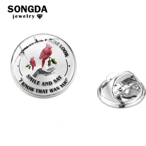 SONGDA Hummingbirds Art Tree Of Life Backpack Badges Brooches for Women Convex Glass Button Pins Trendy Stainless Steel Jewelry