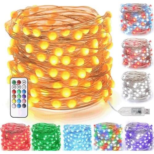 12 COLORS Changable USB LED String Lights with Remote Tree Lamp Light Outdoor Garden Party Decoration Fairy Light Wedding 5M/10M