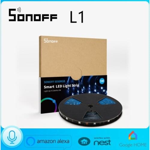 SONOFF L1 Smart WiFi LED Light Strip Dimmable Waterproof Flexible RGB Colorful Strip eWelink Remote Control Alexa Google Home