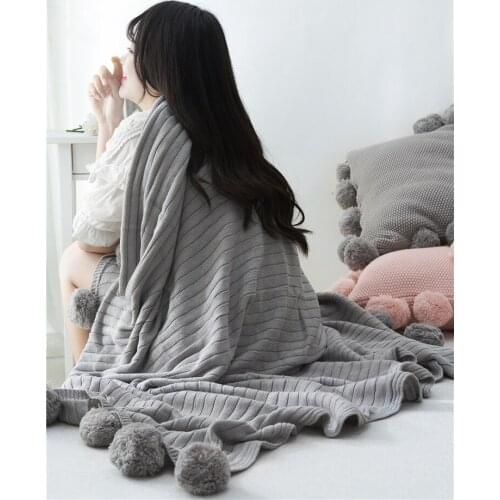 Knitted Blanket Cover Wrap Bedspreads Cotton Knitting Ball Blankets for Beds Soft Throw on Sofa Plane Travel Plaids 150x200cm