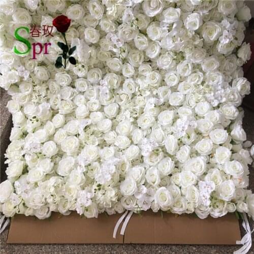 SPR roll up wedding flower wall stage backdrop articial flowers white/ivory flower mat for wedding flower wall