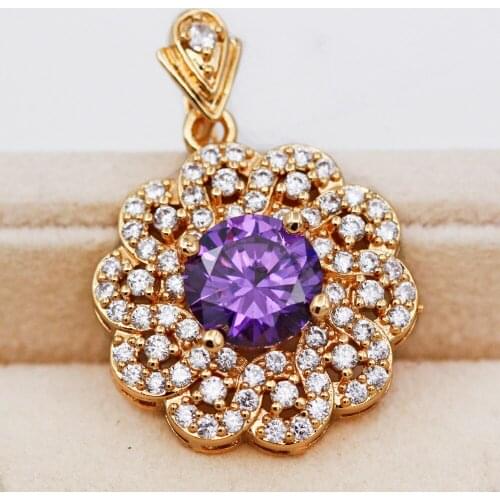 RLOPAY fashion Bohemian flower Pendant for Women Gold plated green zircon Pendant Fashion Wedding Jewelry accessories Gift