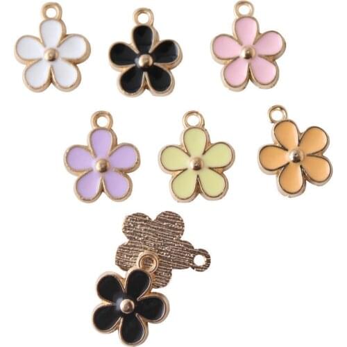 10pcs Diy Jewelry Accessories Drop Alloy Pendant Bracelet Accessories Five Flap Flowers Classic Design
