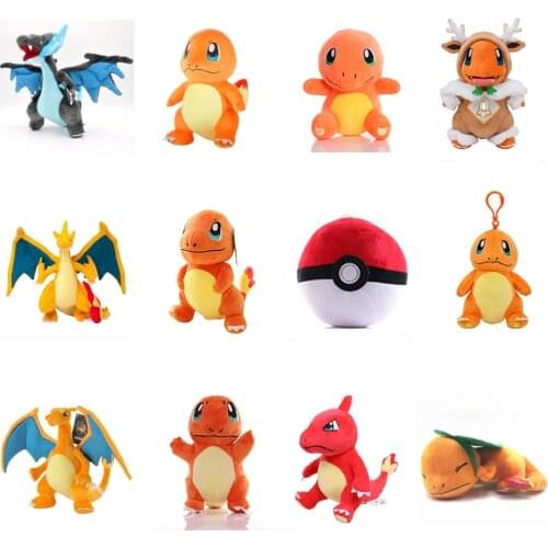 12 Styles Cartoon Anime Pokemon Charmander Charizard ball Plush toys kawaii room decor soft dolls Girl Children toys gift