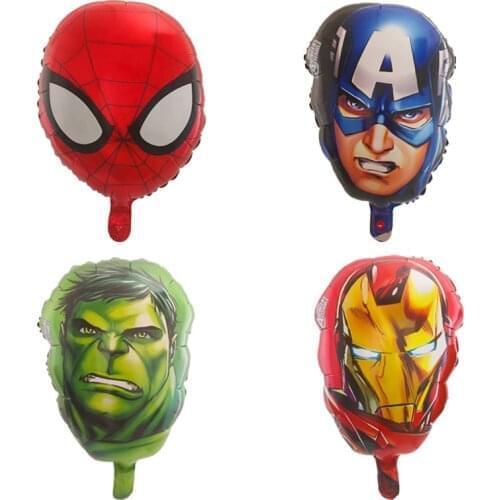 5pcs 55*33CM Captain America Hulk Spider Cartoon Man Head Foil Balloons The Avengers Hero balloons birthday party Decor toys